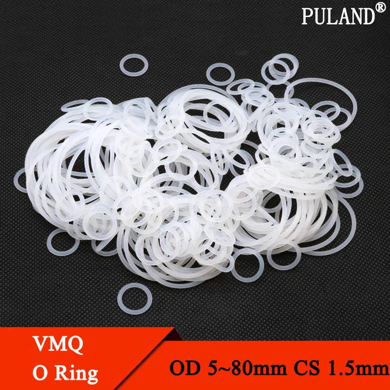 OD 42mm-80mm White Food Grade Waterproof Seal Silicone O-Ring Wire Dia 1.5 mm 