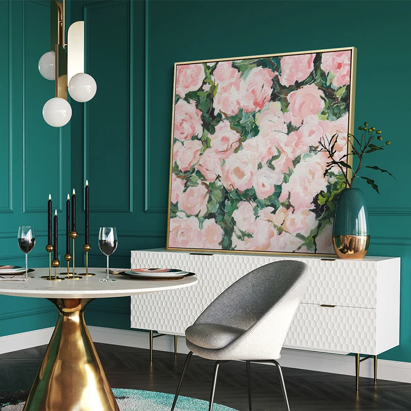 

EECAMAIL Nordic DIY Diamond Art Painting Embroidery Decorative Painting Pink Rose Flower Bedroom Bedside Painting No Frame