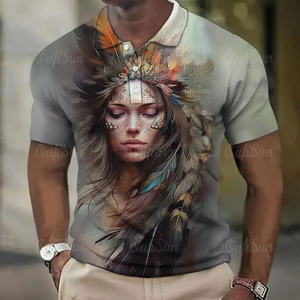 Garota indiana 3D masculina com estampa manga curta polo vintage, tops de  rua extragrandes, roupas casuais, alta qualidade, verão - AliExpress, image size:1000x1000