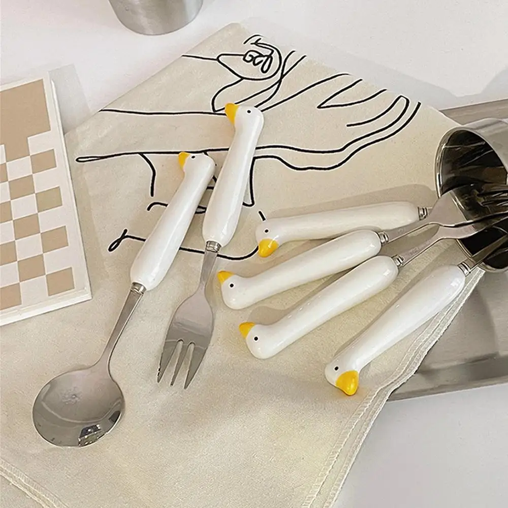 2Pcs/Set Goose Spoon Fork for Coffee coffee spoon
