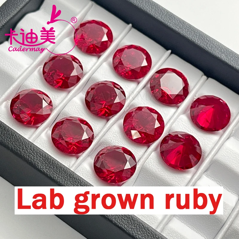

CADERMAY Hot Sale Lab Grown 5# Ruby Loose Stones Round Wholesale For Rings Necklace Earrings Customized Smart Jewelry DIY