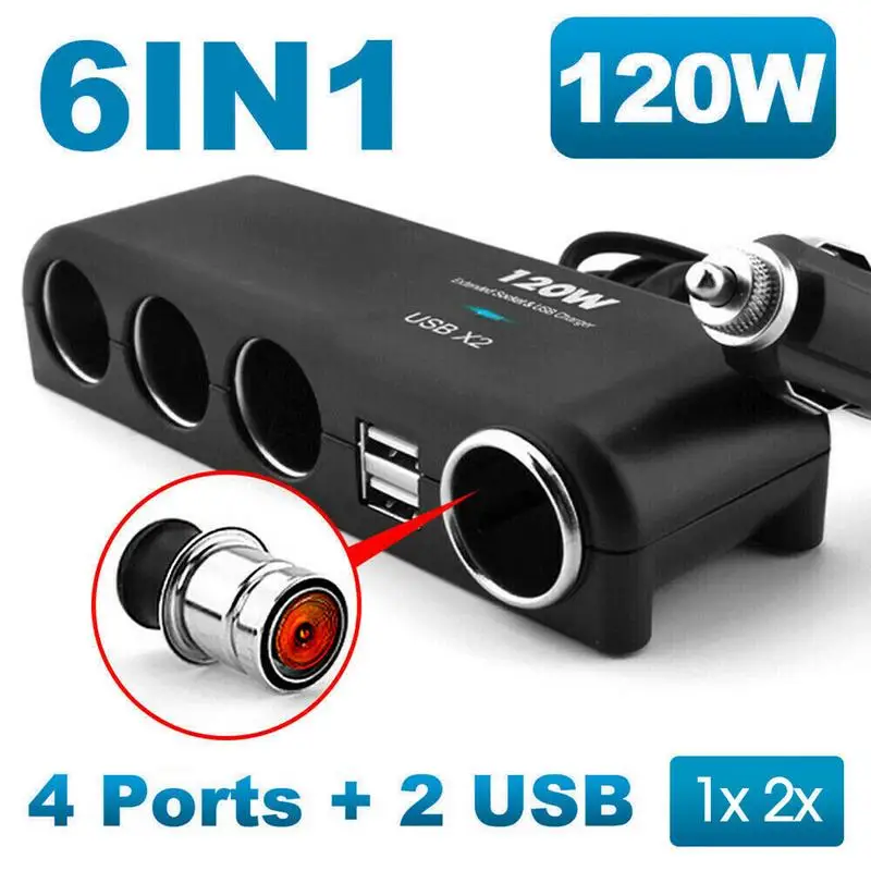 

4in 1 Car Charger Adapter Cigarette Lighter Multi Socket Cigar Jack Splitter USB Port Car Charger Auto Power Distributor Adapter