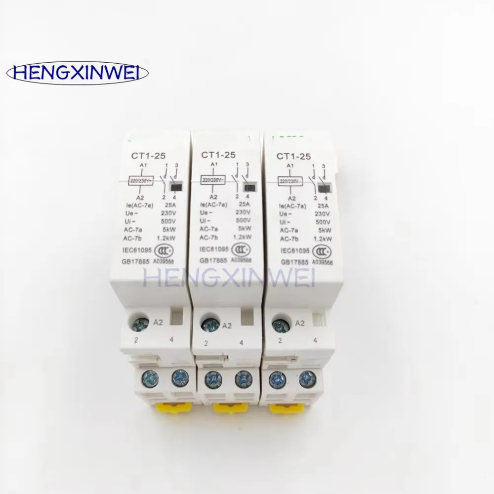 딘 레일 가정용 AC 접촉기 CT1-25 2P 10A 16A 20A 25A 220/230v 가정용 접점 모듈 딘 레일 모듈형 접촉기