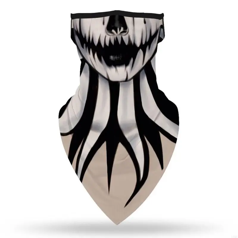 49MF Women Men Halloween Neck Gaiter Face Mask Clown 3D Print Outdoor Cycling for Triangle Scarf Ear Loop Dustproof Sunscreen