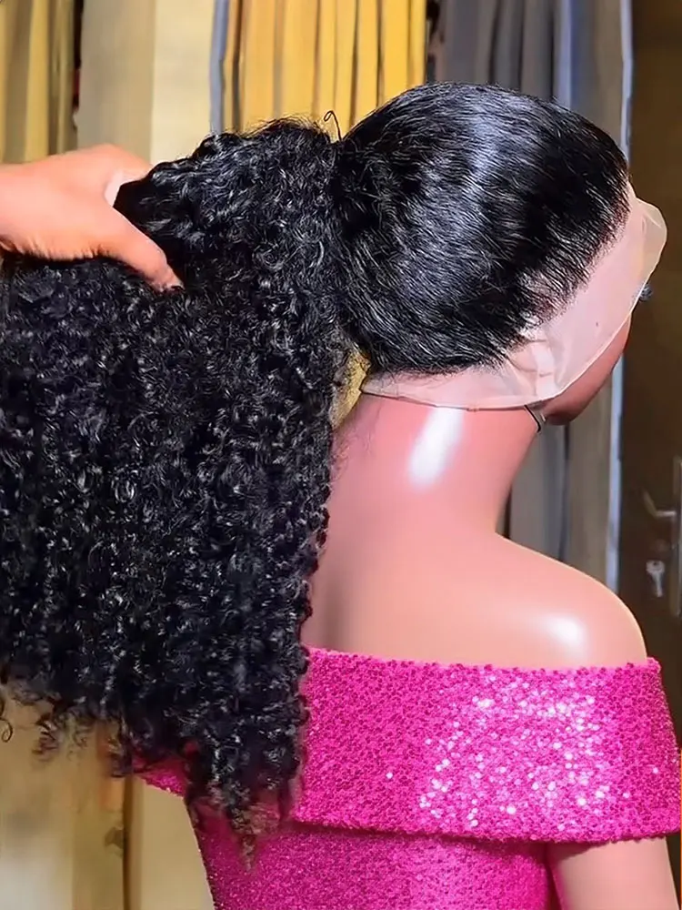Perruques HD transparentes invisibles bouclées crépues 13×4 13×6, perruque frontale en dentelle HD en cheveux humains vietnamiens, densité 250, perruque frontale Deep Wave pré-épilée sans colle, couleur naturelle, 30 36 pouces, perruque Water Wave en cheveux humains pour femmes