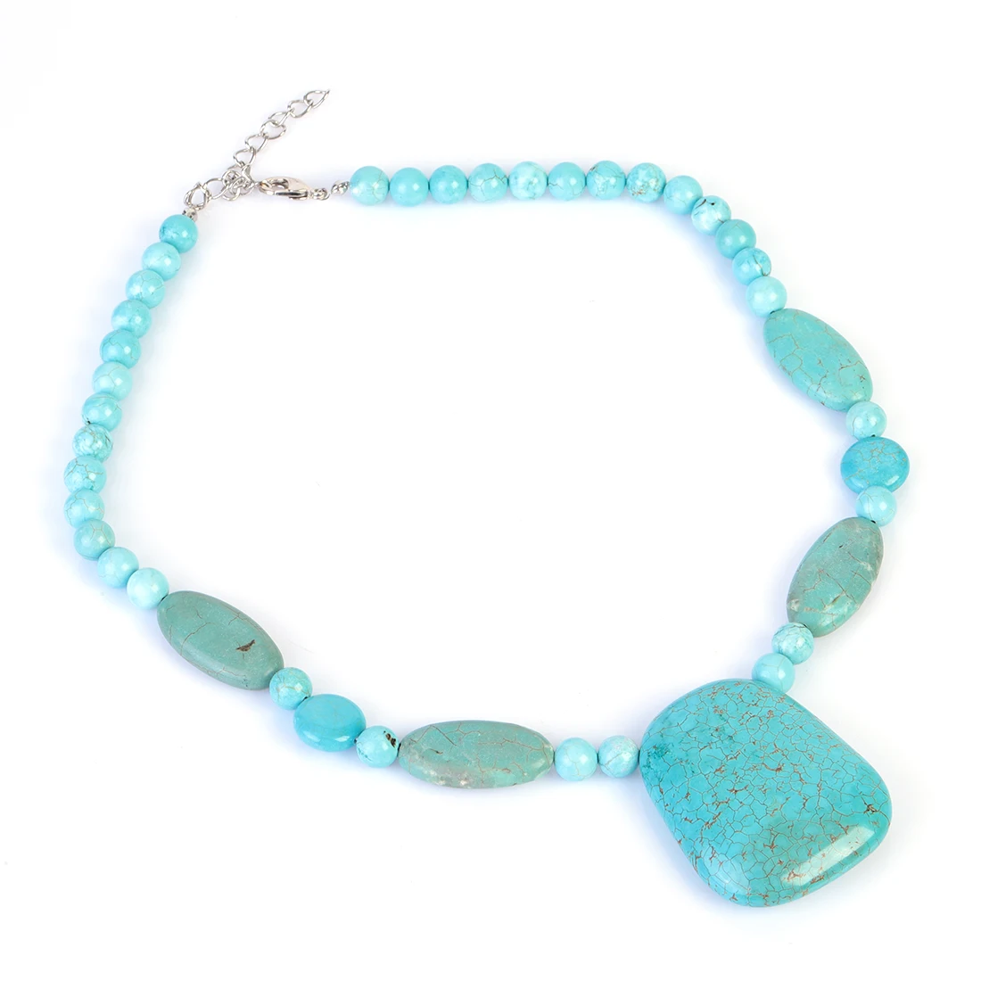 

Wholesale Price Assorted Shape Howlite Turquoise Stone Beads Pendant Necklace Bohemian Jewelry For Women Men