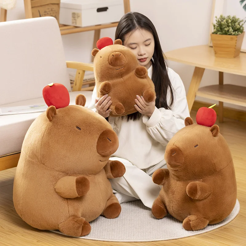 Simulation Chubby Capybara Dolls Plush Toy Realistic Stuffed Animal Fluffty  Cartoon Throw Pillow Soft Kids Toys for Girls Gifts