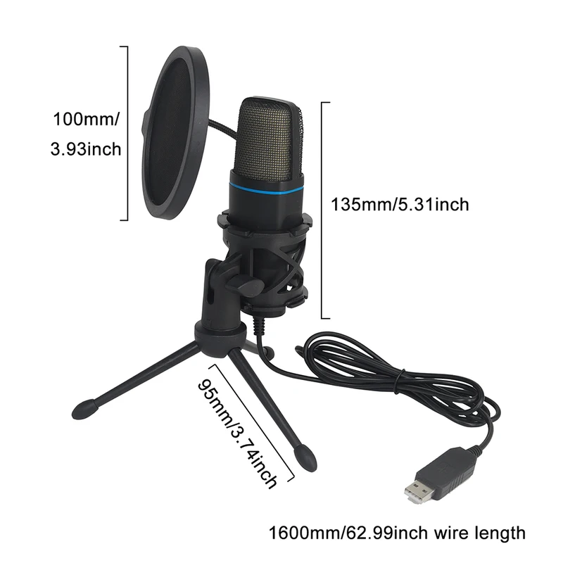 USB Microphone RGB Microfone Condensador Wire Gaming Mic
