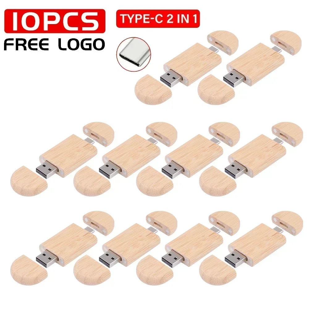 

SHANDIAN 10PCS/ LOT USB 2.0 Flash Drive 128GB Maple Wood OTG PenDrive 64GB TYPE-C 32GB Free Custom Logo U Disk 16GB for Phone