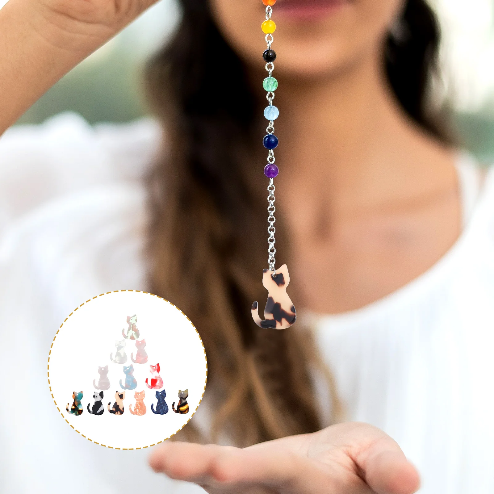 

30 Pcs Cat Necklace Charms Handmade Jewelry Making Accessories DIY Pendant Manual Pendants for Craft