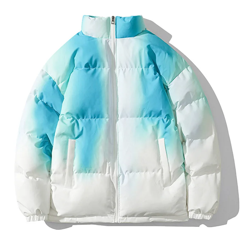 

Oversized Hip Hop Puffer Parkas Cotton Padded Men Harakuju Tie Dye Outwear Puffy Jacket Plus Size M-4XL