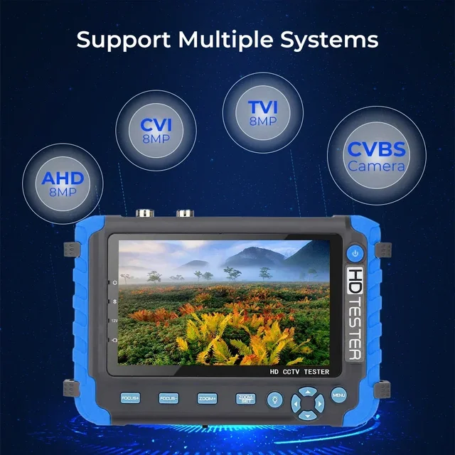 PEGATAH 8MP 4K CCTV Tester Security Camera 5 Inch TFT LCD Monitor for 4 IN 1 TVI AHD CVI Analog Security Cam Tester Video Test 2