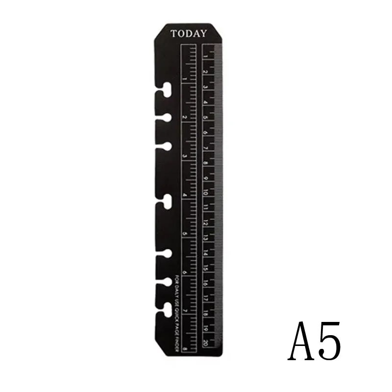 PATIKIL 5.3"x1.4" Bookmark Ruler, 20 Pack Snap-in Ruler Page Marker Book Mark Measuring Tools For A7 Size 6-Hole Binder Notebook, Black,Clear