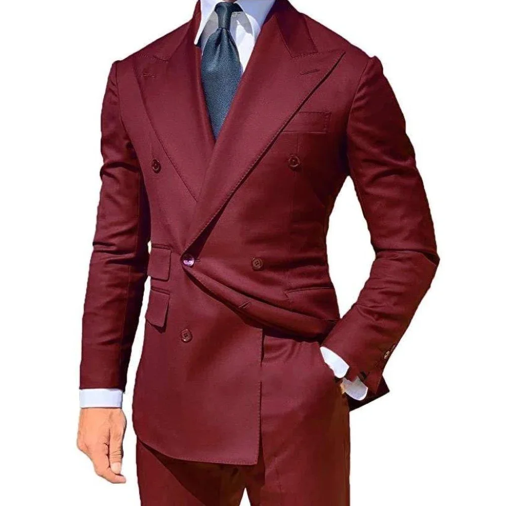 Formal Suit Men Suits 2 Pieces Set Fashion Casual Business Formal Wedding Groom Suit Coat Blazer Trousers