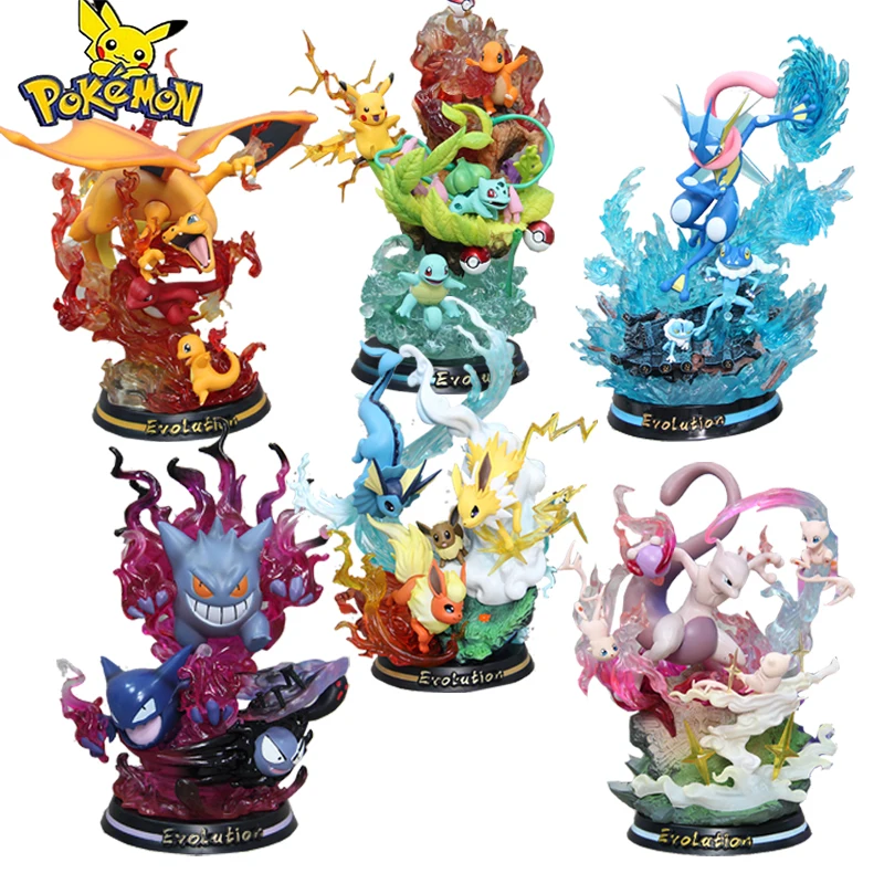 Pokemon Genuine Action Figures Evolution Scene Ornament Modello Luminoso Gk Pikachu Togepi Grandi Figure Di Anime Pokemon Da Collezione
