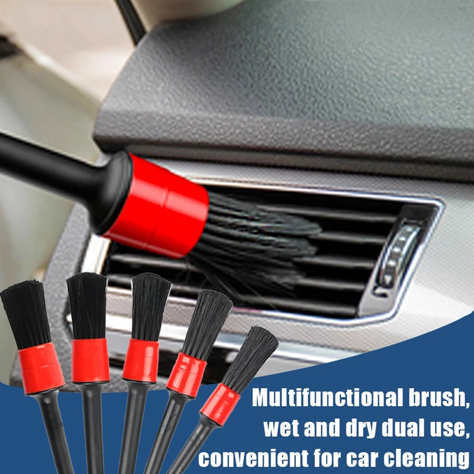 Car Exterior Interior Detail Brush 1pcs/ 5pcs Boar Hair Bristles Car