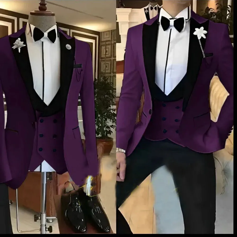 New Plus-size Men's Business Casual Suit Three-piece Bridegroom Best Man Wedding Banquet Suit 3 Piece