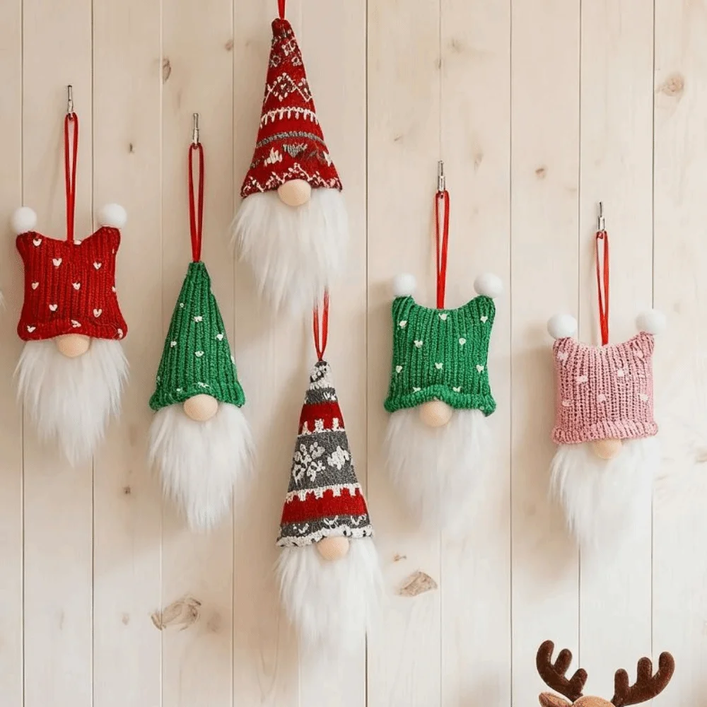 3/6Pcs Creative Christmas Decoration Pendant Faceless Doll Handmade Hanging Christmas Tree Pendants Easy To Hang Plush Gnomes