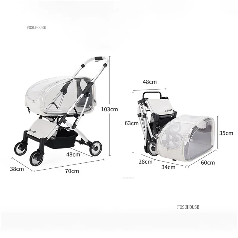 Cochecito multifuncional 2 en 1 para mascotas, ligero y plegable, para perros y gatos.