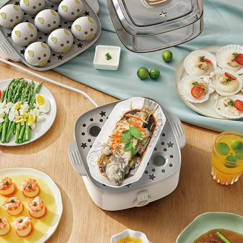 300W Multi-function Electric Steamer Household Multi-layer Breakfast Machine Split Dormitory Automatic Power-off Egg Cooker 220V