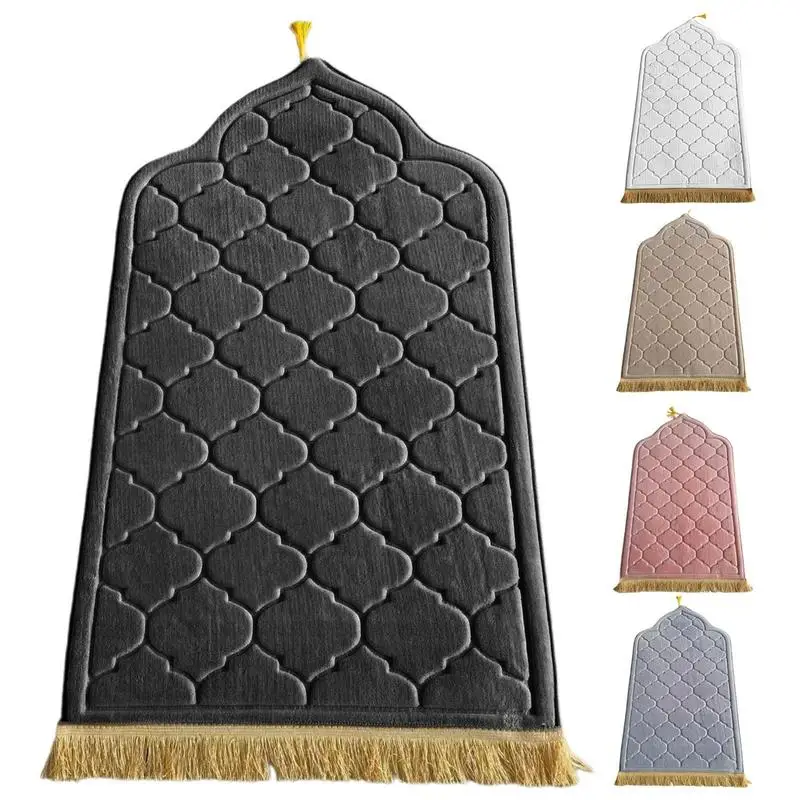 

Muslim Prayer Mat Flannel Carpet Worship Kneel Embossing Floor Carpets Non-slip Soft Portable Travel Prayer Rug For Home