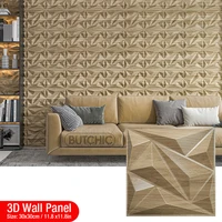 12 ชิ้น 30x30 เซนติเมตรสีทองแชมเปญ 3D ผนังแผง Shining Gold 3D สติ๊กเกอร์ติดผนังงานแต่งงานพื้นหลัง wall art ไม้กระดาษ 6