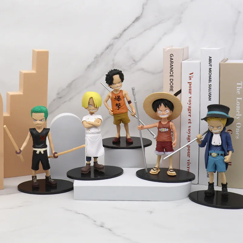 

Bandai 15cm One Piece figure anime peripheral 5Pcs childhood Luffy Essa Sanji Sauron doll model doll small ornament
