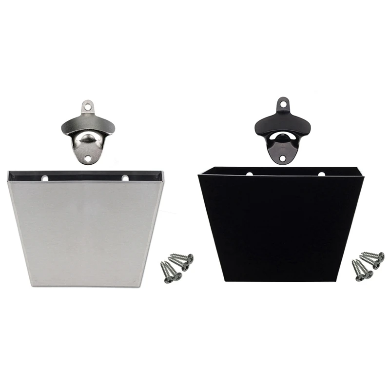 

Stainless Steel Bottle Opener Wall Mounted Beer Cap Catcher Storage Bucket Box With Screws For Kitchen Bar Holder Tool