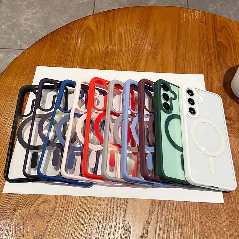 Colour MagSafe Wireless Charge Shockproof Magnetic Bumper Case - Clear