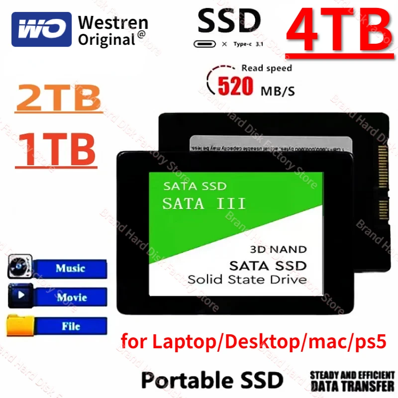 

SSD Sata3 4TB Solid State Hard Drives Disk 560MB/S High Speed 2TB 1TB Sata3 2.5 Inch 2TB Internal Solid State Drives For Laptop
