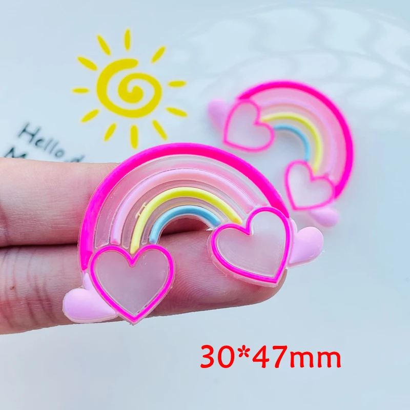 10 Pcs New Cute Rainbow Series Kawaii Flat Back Soft Rubber DIY Scrapbook Hair Accessories Home Decor Accessories N14