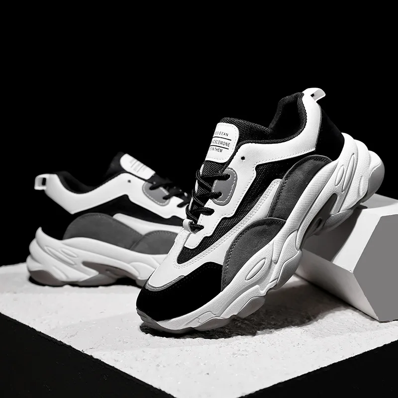 

Кроссовки на платформе для мужчин, оригинальные дизайнерские кеды, Модные дышащие прогулочные кеды, Повседневная теннисная обувь, бело-черные
