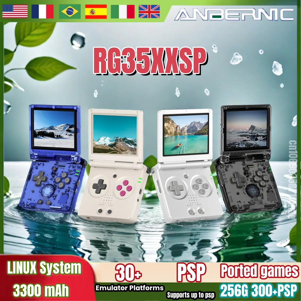 ANBERNIC 플립 핸드헬드 게임 콘솔, 3.5 인치 IPS 640*480 화면, ..