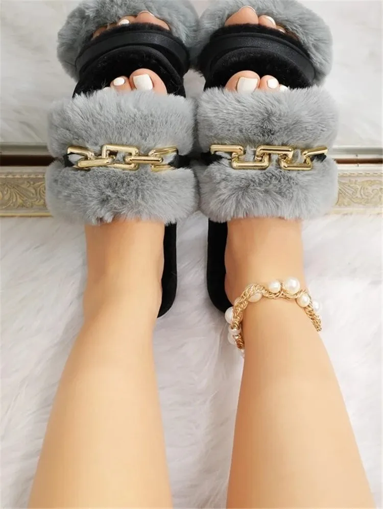 Black Open Toe Slippers