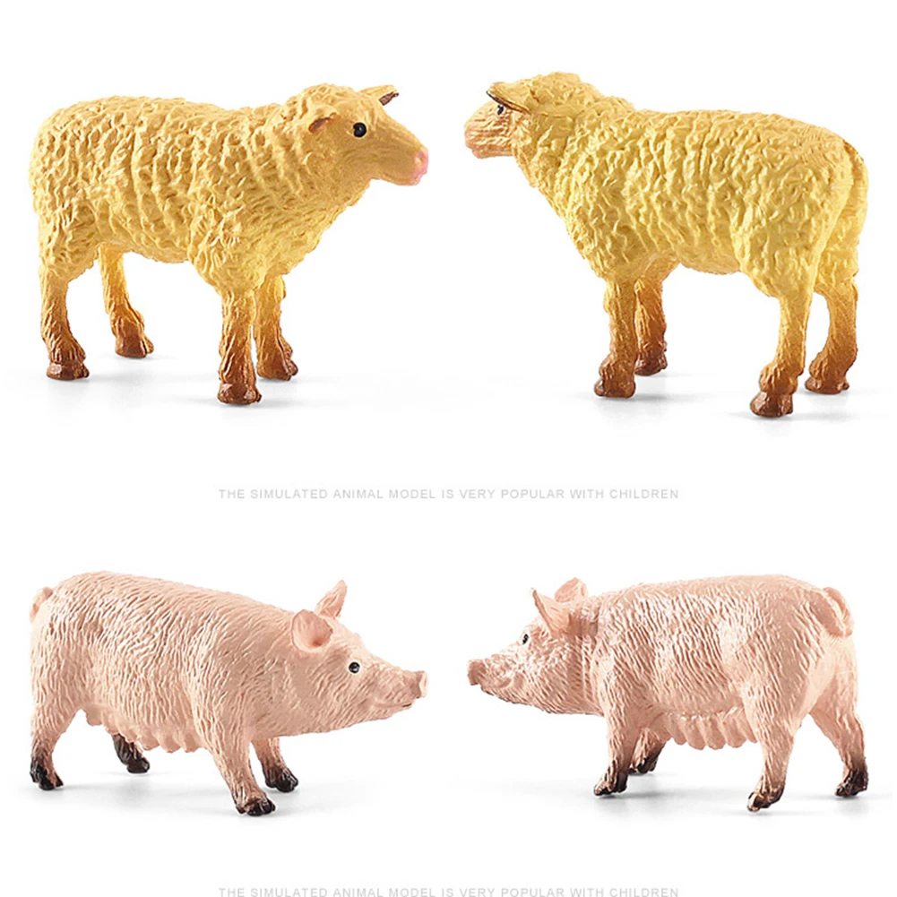 Animal Model Figurines Movable Cute Poultry Figurines Wildlife Chicken Duck Goose Cow Statue Garden Sandbox Home Decoration 5