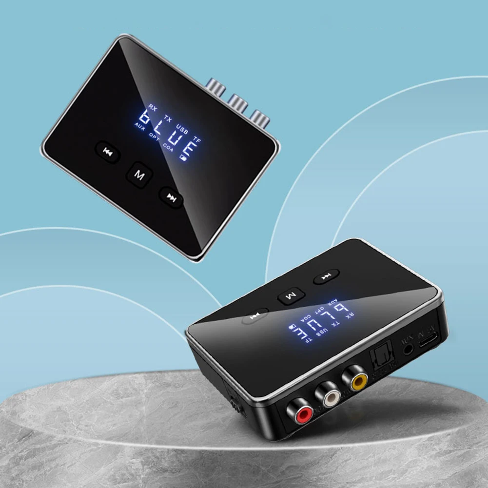 BT 5.4 Receiver Transmitter with RCA 3.5mm AUX & Display Wireless Audio Adapter BT Adapter for TV/Car/PC/Home Stereo/Speakers