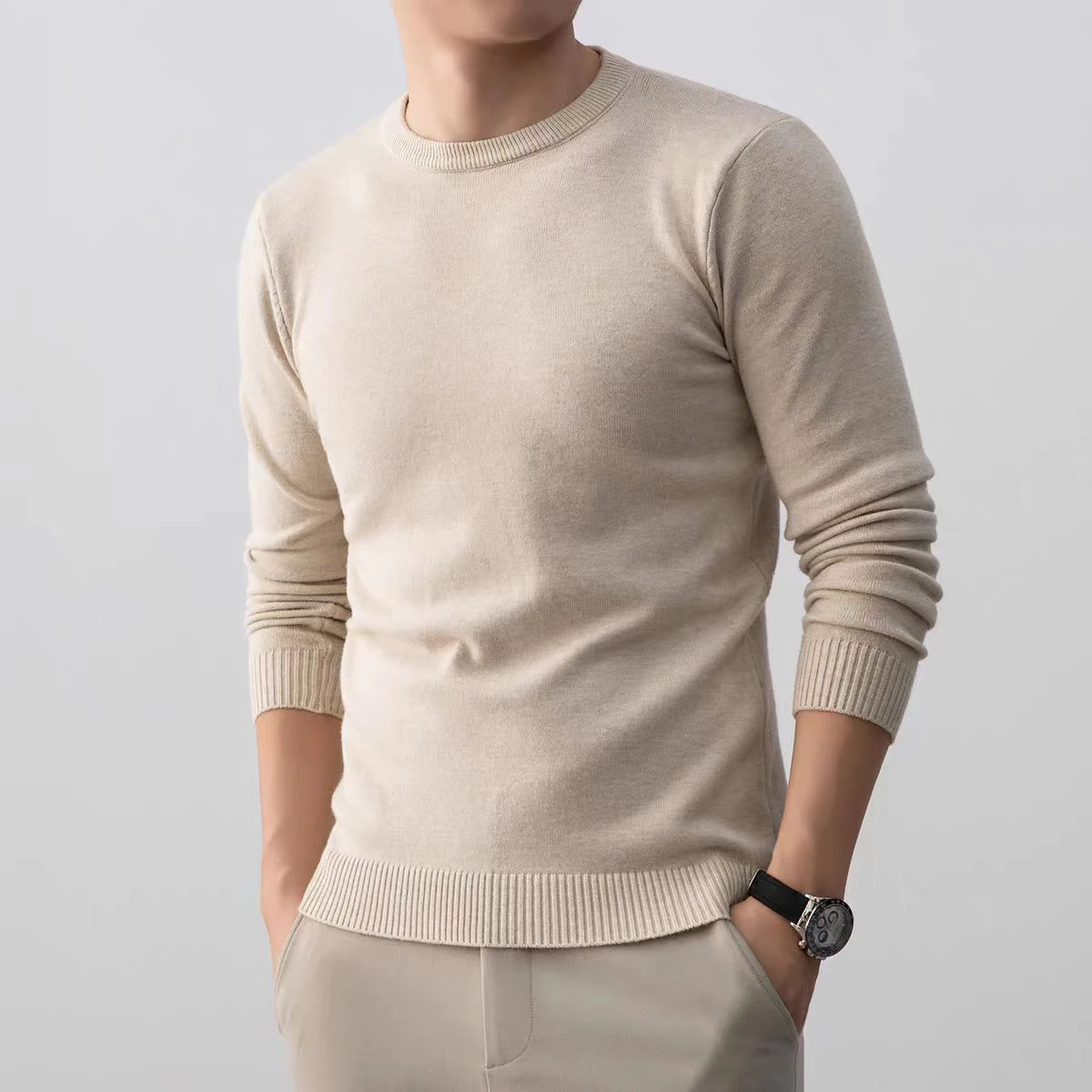 Animal Game Men's Knitwear Long Sleeve Pullover Sweater Classic Crewneck Tshirts Casual Sweaters Lightweight Solid Streetwear