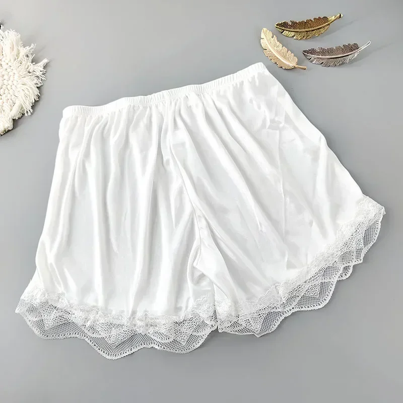 Silk Sleeping Shorts Ladies Pajama Shorts Underwear Cool Summer Female Sleep Bottoms Simple Home safety shorts,women shorts underwear