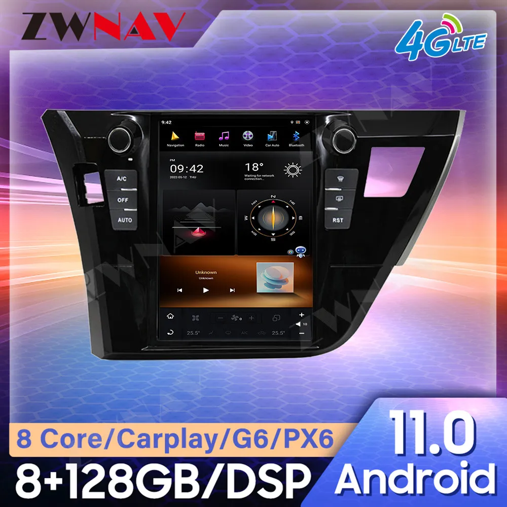 

Для Toyota Corolla 2014 2015 2016 Android 11 Автомобильный мультимедийный плеер GPS-навигация Радио CARPLAY DSP WIFI