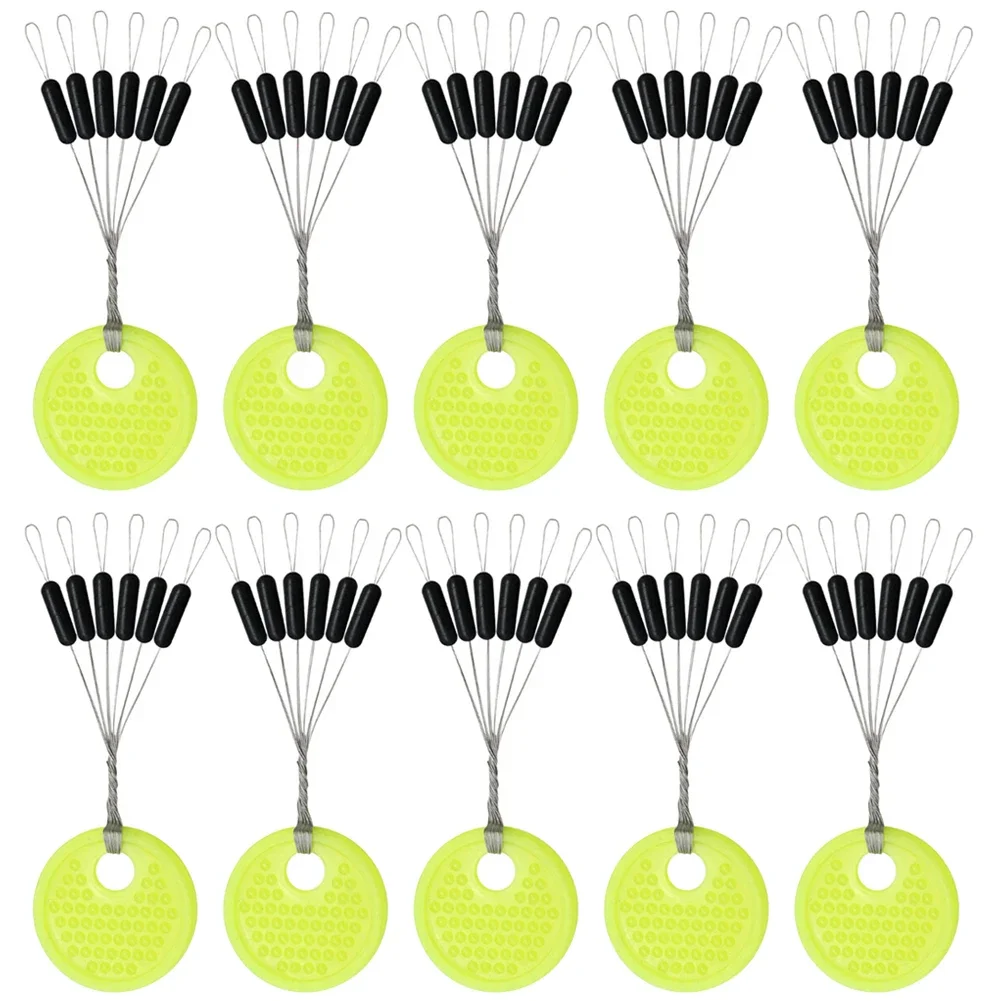 60pcs/Set 10 Group Rubber Space Beans Stopper Oval/Long Column Shaped Fishing Line Space Beans Vertical Fish Bobber Tools fishing tools