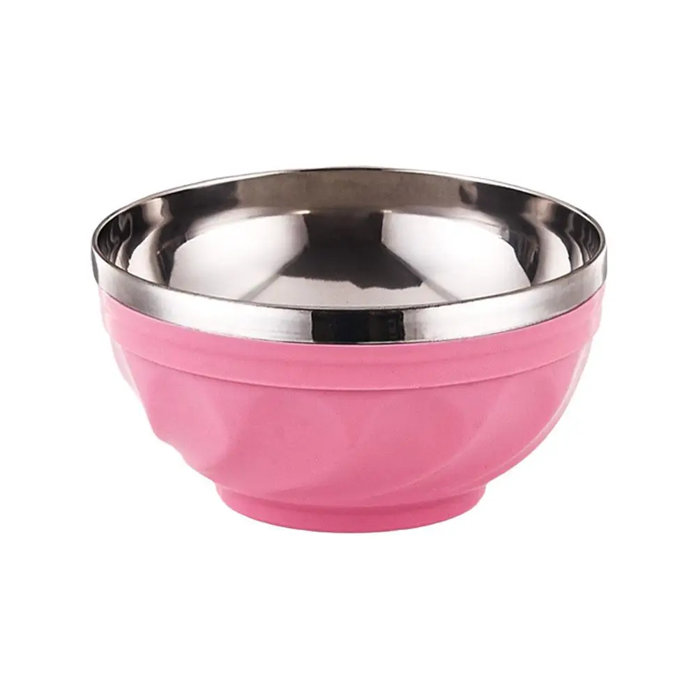 Description Picture 6 of itemCandy Color Double-layer Stainless Steel Bowl Creative Noodle Soup Children Dinnerware Heat Insulation Rice