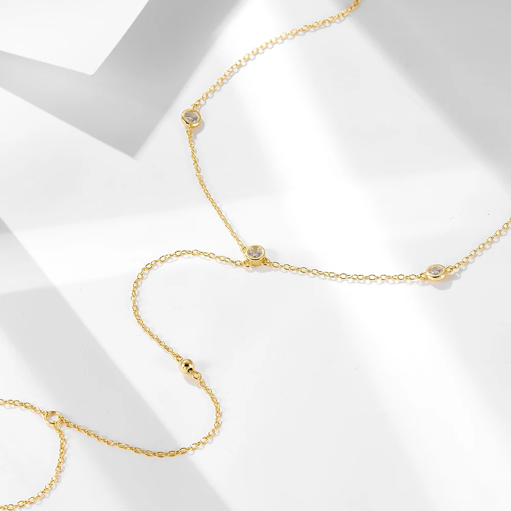 Boho Beach Anklet sterling silver gold plated jewelry Trendy Zircon chain for Women Girls
