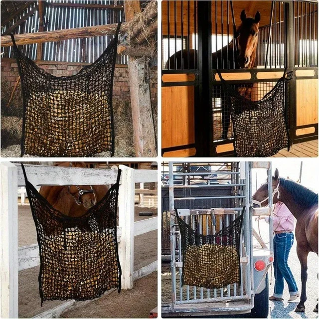 2Pcs Slow Feed Hay Nets for Horses, 31.4" * 35.4" Horse Feed Bag with Large Capacity and Small Opening for Horse Goat Feeder Full Day