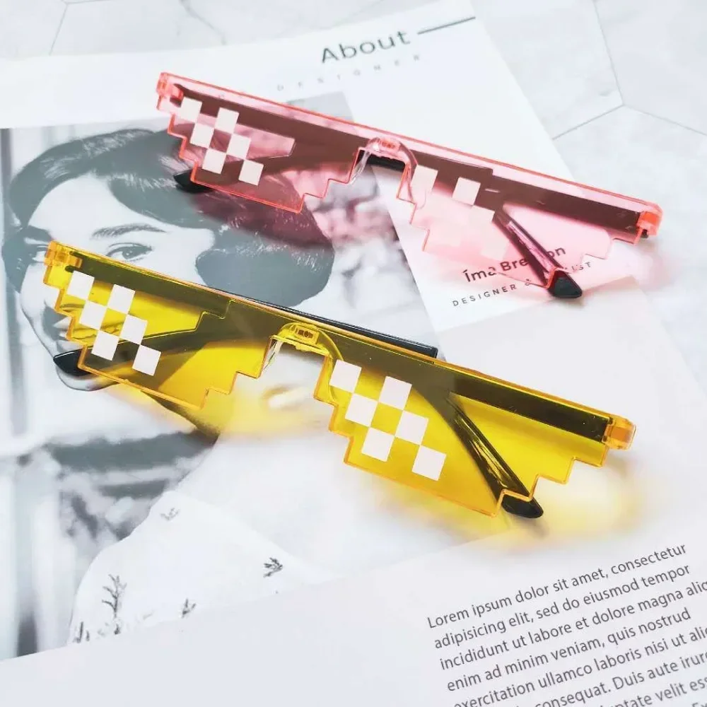 NEW Design Funny Mosaic Sunglasses Thug Life Sun Glasses Pixel Black Retro Gamer Robot Sunglasses Birthday Party Cosplay선글라스