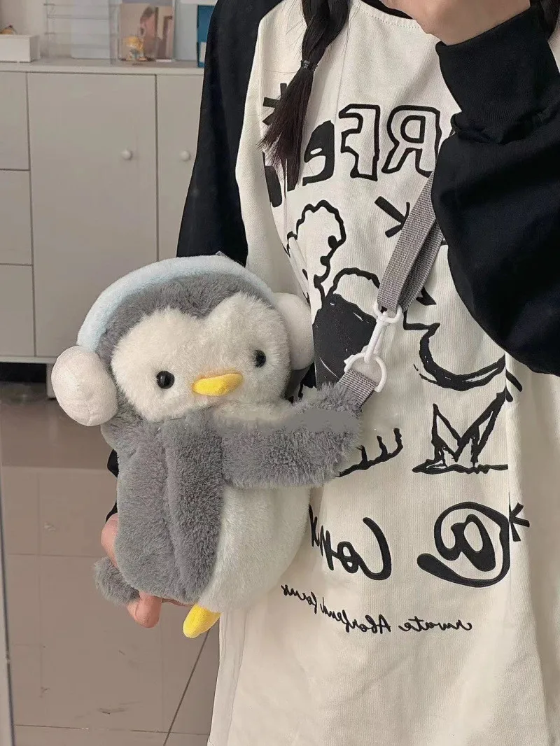 Women Penguin plush mobile Phone bag Backpack Cute backpack girl Cartoon Doll shoulder bag women handbags
