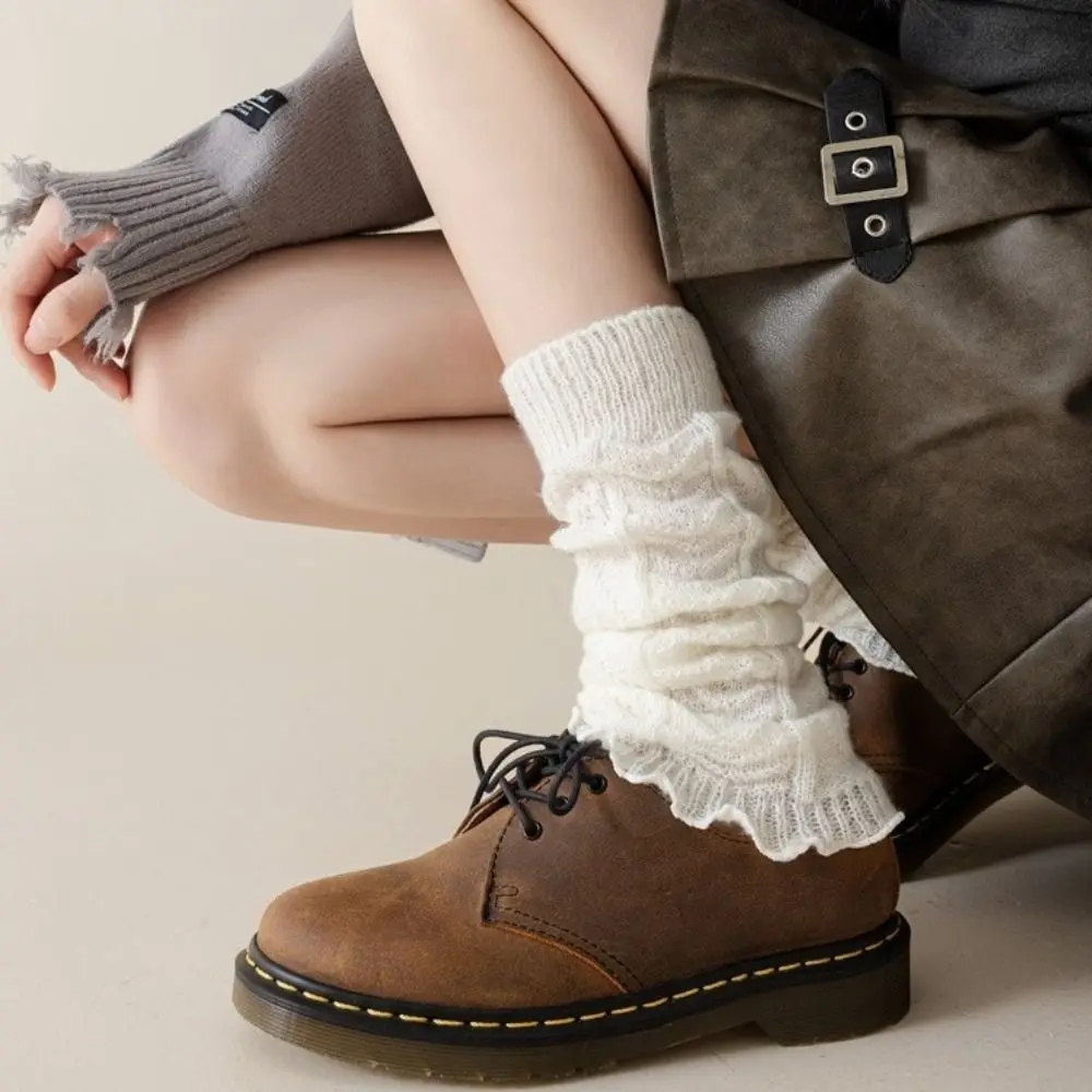 Mode frauen Beinlinge Lolita Lange Socken Wolle Gestrickte Fuß Abdeckung Arm Wärmer Herbst Winter Häkeln Haufen Socke Boot Manschetten – Detail 12