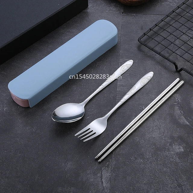 3PCS Work travel utensils carrying case Portable Cutlery Portable Cutlery  Set
