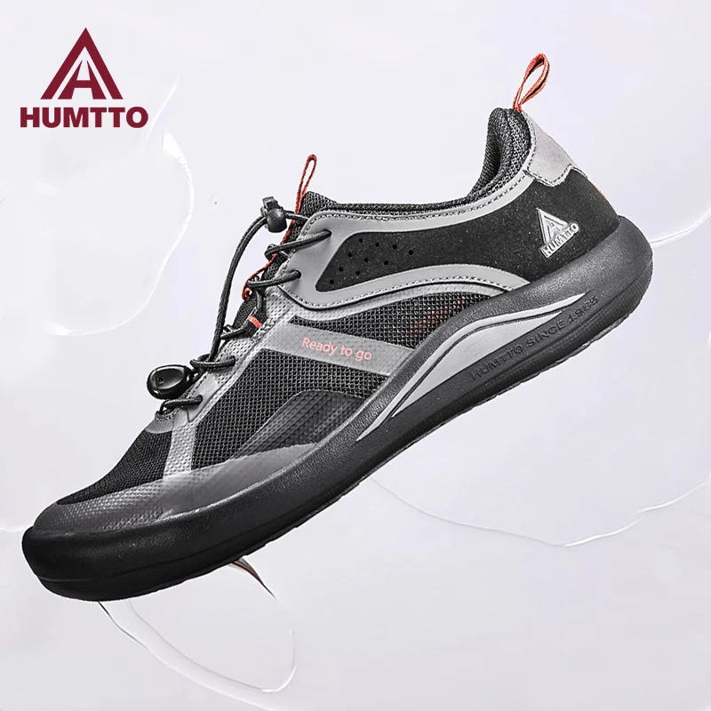 HUMTTO 아웃도어 하이킹 신발 남성 통기성 레트로 캐주얼 러닝화 미끄럼 방지 스니커즈 발목 트레킹 부츠 오프로드 신발