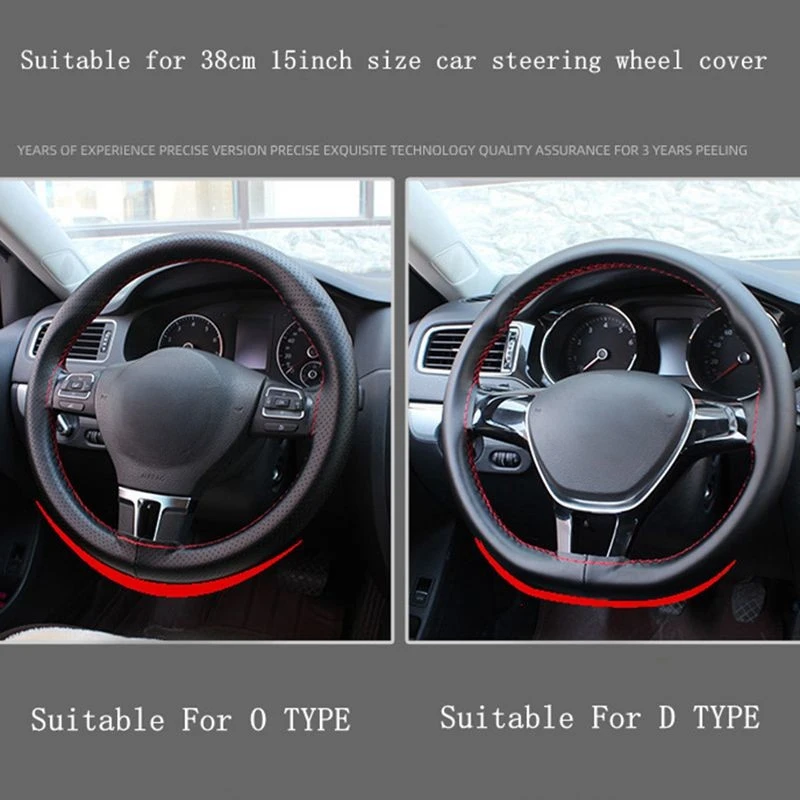 Steering Wheel Cover Car Steering Wheel Braid Universal 38cm Microfiber Leather Needles And Thread Soft Anti-Slip Auto Interior Car Accessories