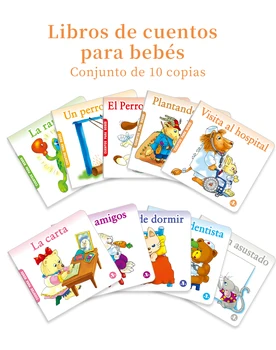 1 set di 10 libri di fiabe della buonanotte per bambini Libri di puzzle per l'illuminazione dei bambini Illustrazioni di animali carini Storie classiche spagnole